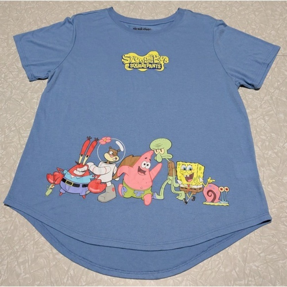 Nickelodeon Women's XXL Blue Sponge‎ Bob T-Shirt Lightweight Soft